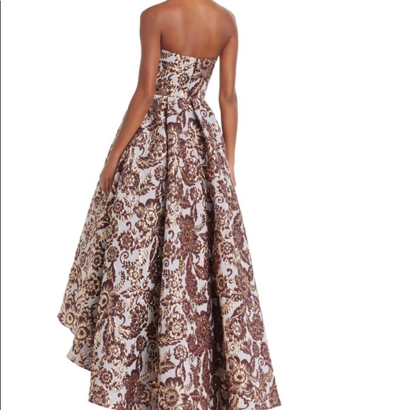 Bloomingdales Aqua Strapless Brocade Ball Gown!! - Picture 2 of 5